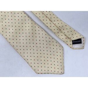 LIBERTY OF LONDON SILK TIE CREAM RED BLUE POLKA DOT SMOOTH 3.5" X 55" VINTAGE